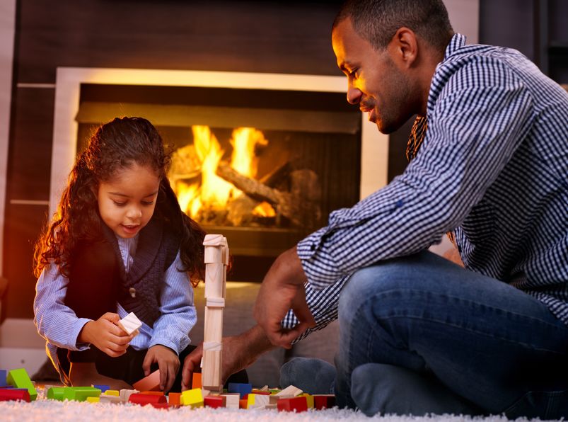 fireplace-playing-father-daughter